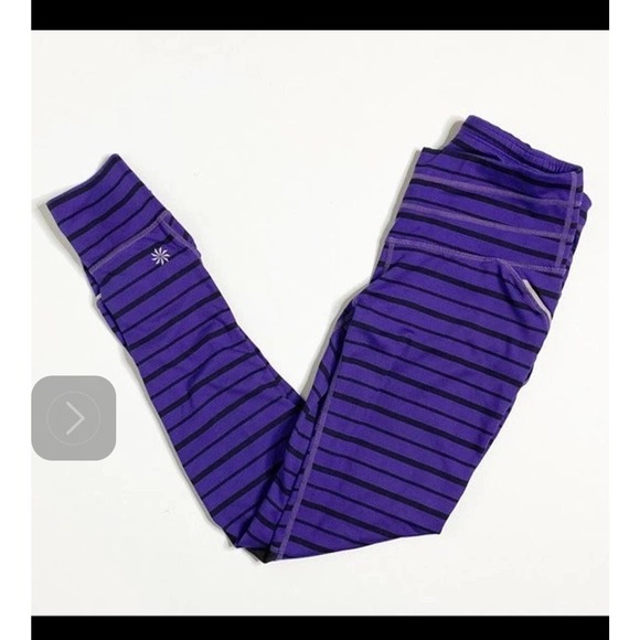 Athleta Striped Purple/Black Mesh & Solid Leggings Size Small - Picture 4 of 11